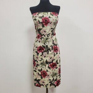 Vintage Peep Studio Womens Strapless Floral Mini Dress Size 7 Romantic Bias Y2K
